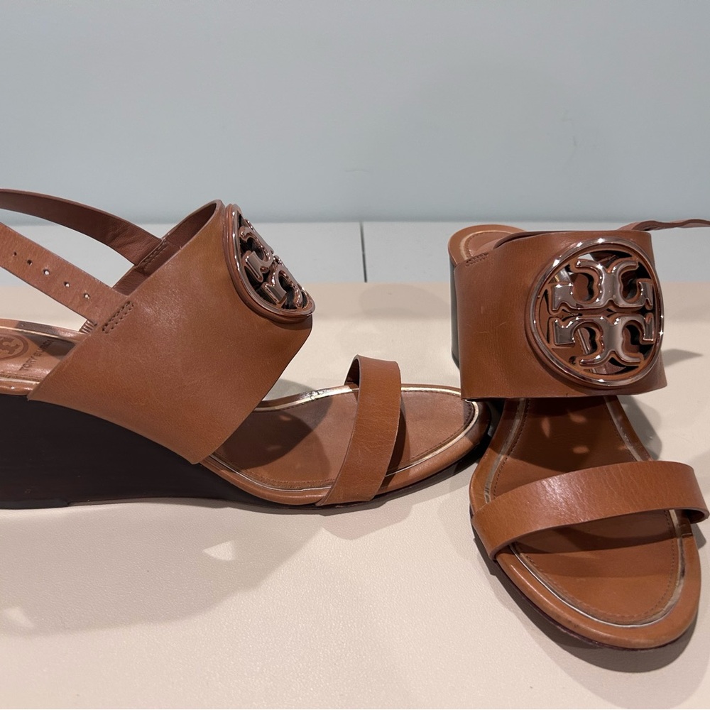 Tory Burch metal miller 65mm wedge, vegan leather